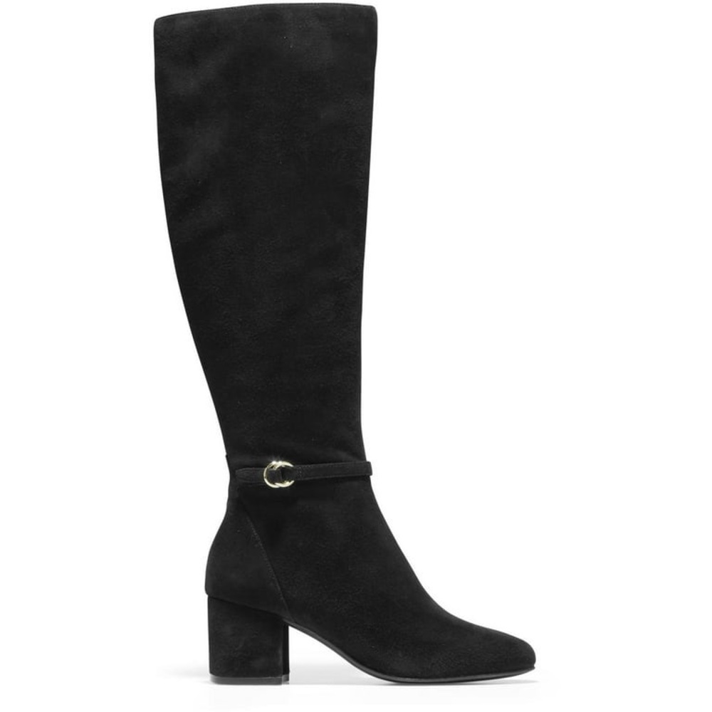 Cole Haan Black Suede Dana Knee High Boots Block Heel Size 11B New